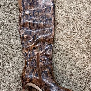 JESSICA SIMPSON Over the Knee Stiletto Snake Skin Boots 7.5M NWOB